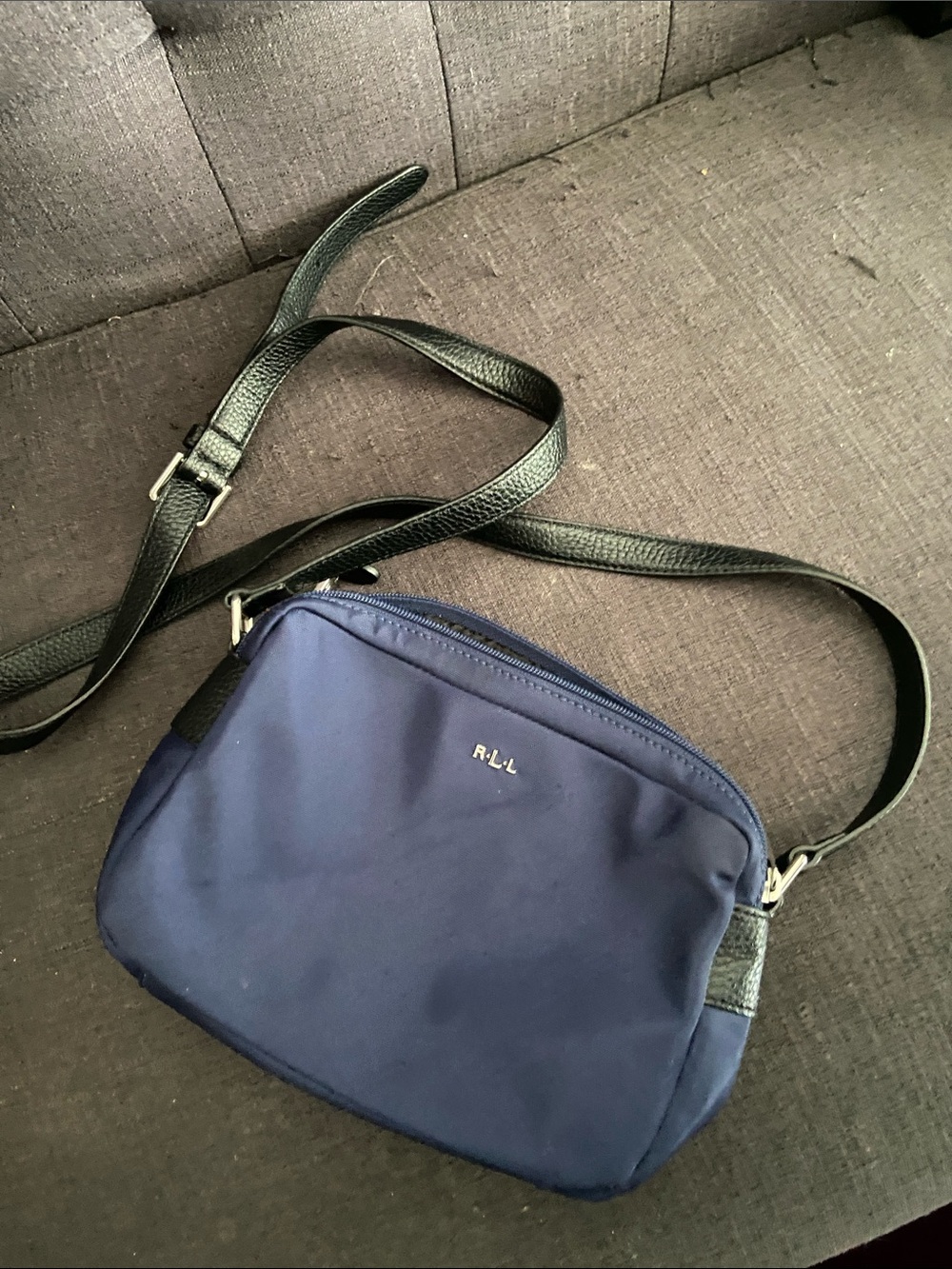 Lauren Ralph Lauren Navy Crossbody Belt Bag with Black Strap